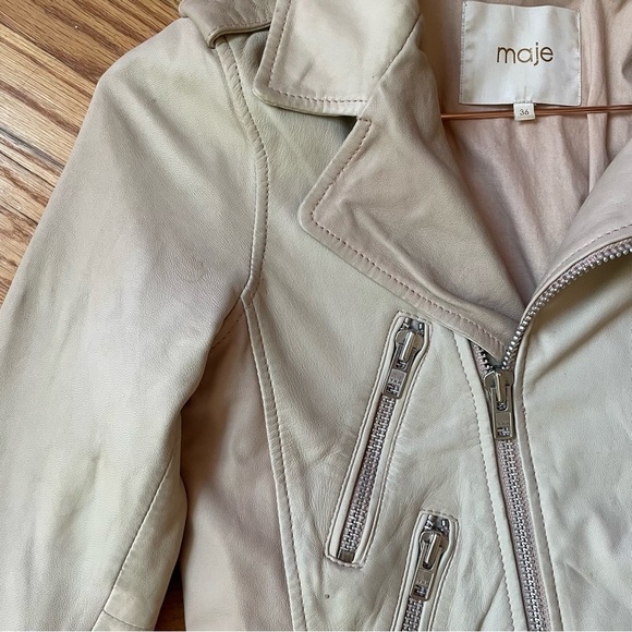 MAJE Lambskin Leather Moto Jacket - Picture 7 of 16